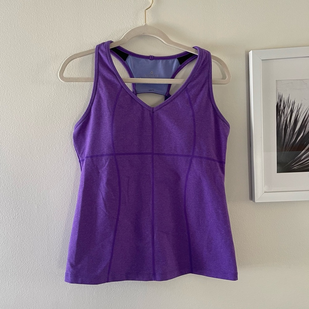 Athleta womens equator yoga tank top cutout racerback purple